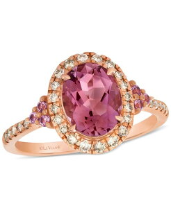 �� ���@�� ���f�B�[�X �A�N�Z�T���[ �����O Le Vian Passion Fruitourmaline (1-1/2 ct.w.) Bubble Gum Pink Sapphire (1/10 ct.w.) & Nude Diamond (1/4 ct.w.) Halo Ring in 14k Rose Gold �S�[���h