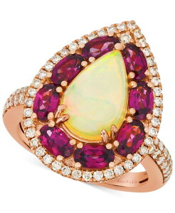 �� ���@�� ���f�B�[�X �A�N�Z�T���[ �����O Le Vianeopolitan Opal (1-1/2 ct.w.) Raspberry Rhodolite (2-3/8 ct.w.) & Nude Diamond (1/2 ct.w.) Pear Halo Ring in 14k Rose Gold �S�[���h