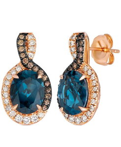 �� ���@�� ���f�B�[�X �A�N�Z�T���[ �s�A�X�E�C�������O Le Vian London Blue Topaz (4 ct.w.) Nude Diamond (0.25 ct.w.) and Chocolate Diamond (0.19 ct.w.) Earrings in 14k Strawberry Rose Gold �S�[���h