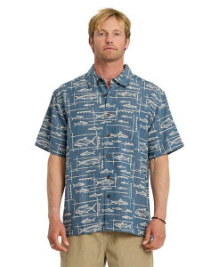 �N�C�b�N�V���o�[ �E�H�[�^�[ �}�� �����Y �g�b�v�X �V���c ���� Quiksilver Waterman Quiksilver Men's Topanga Short-Sleeve Shirt Dark denim �f�j��