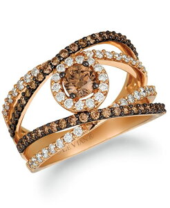 �� ���@�� ���f�B�[�X �A�N�Z�T���[ �����O Le Vian Chocolate Diamond & Vanilla Diamond Crisscrosstatement Ring (1-1/4 ct.w.) in 14k Rose Gold �S�[���h