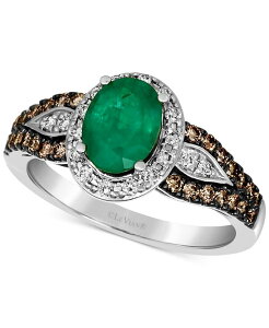 �� ���@�� ���f�B�[�X �A�N�Z�T���[ �����O Le Vian Emerald (7/8 ct.w.) & Diamond (1/2 ct.w.) Halo Ring in 14k Whitemerald �G�������h