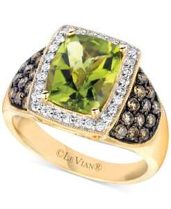 �� ���@�� ���f�B�[�X �A�N�Z�T���[ �����O Le Vian Green Apple Peridot (3-1/20 ct.w.) & Diamond (5/8 ct.w.) Halo Cushion Statement Ring in 14k No Color �O���[��
