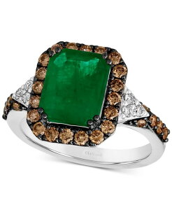 �� ���@�� ���f�B�[�X �A�N�Z�T���[ �����O Le Vian Couture Costa Smeralda Emeralds (2-3/8 ct.w.) Chocolate Diamonds (5/8 ct.w.) & Nude Diamonds (1/10 ct.w.) Square Halo Ring in Platinum No Color �`���R���[�g