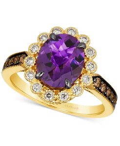 �� ���@�� ���f�B�[�X �A�N�Z�T���[ �����O Le Vian Grape Amethyst (2-1/2 ct.w.) Chocolate Diamonds (1/4 ct.w.) & Nude Diamonds (1/4 ct.w.) Oval Halo Ring in 14k No Color �O���[�v