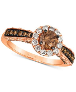 �� ���@�� ���f�B�[�X �A�N�Z�T���[ �����O Le Vian Chocolate Diamond (1 ct.w.) & Nude Diamond (1/4 ct.w.) Halo Ring in 14k Rose 14K Strawberry Gold Ring �S�[���h