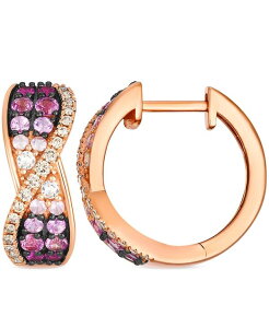 �� ���@�� ���f�B�[�X �A�N�Z�T���[ �s�A�X�E�C�������O Le Vian White Sapphire (0.10 ct.w.) Pink Sapphire Ombres (1.03 ct.w.) and Nude Diamond (0.24 ct.w.) Hoop Earrings in 14k Strawberry Rose Gold �S�[���h