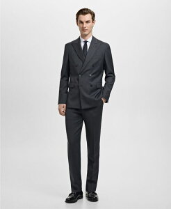 �}���S �����Y �A�E�^�[ �W���P�b�g�E�u���]�� �E�[�� MANGO Men's Turin Wool Double-Breasted Suit Jacket Grey �O���[