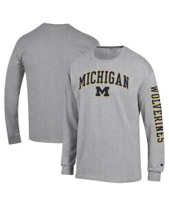 �`�����s�I�� �����Y �g�b�v�X T�V���c ���S Champion Men's Heather Gray Michigan Wolverines Arch Over Logo 2-Hit Long Sleeve T-Shirt Heather Gray �O���[