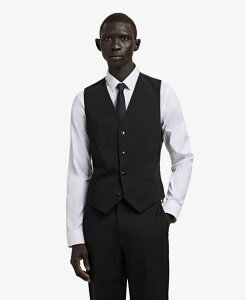�}���S �����Y �g�b�v�X �x�X�g MANGO Men'super Slim-Fit Stretch-Fabric Suit Vest Black �u���b�N