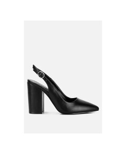 �����h�����O ���f�B�[�X �V���[�Y �T���_�� �q�[�� London Rag Women's Creidne Block Heel Pointed Toe Sandals Black �u���b�N