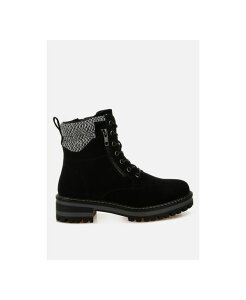 �����h�����O ���f�B�[�X �V���[�Y �u�[�c�E���C���u�[�c �j�b�g London Rag Womens Mahisha Knitted Collar Zip-Up Hiker Boots Black �u���b�N