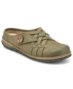 �A�[�X ���f�B�[�X �V���[�Y �X���b�|���E���[�t�@�[ Earth Women's Emis Woven Slip-On Clogs Olive Green Leather �O���[��