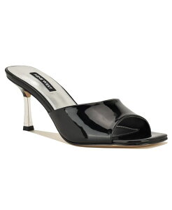 �i�C���E�F�X�g ���f�B�[�X �V���[�Y �X���b�|���E���[�t�@�[ �T���_�� Nine West Women's Lamell Square Toe Slip-On Stiletto Sandals Black Patent �u���b�N