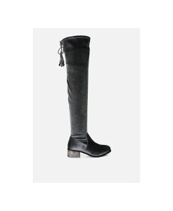 �����h�����O ���f�B�[�X �V���[�Y �u�[�c�E���C���u�[�c �x���x�b�g �q�[�� London Rag Womens Rumple Velvet Over The Knee Clear Heel Boots Grey �O���[