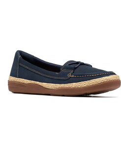 �N���[�N�X ���f�B�[�X �V���[�Y �X���b�|���E���[�t�@�[ Clarks Women's Elaina Milly Slip-On Flats Navy Nubuck �l�C�r�[