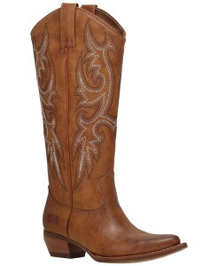 �t���C ���f�B�[�X �V���[�Y �u�[�c�E���C���u�[�c Frye and Co. Women's Irlene Deco Stitch Knee High Western Boots Caramel