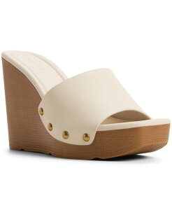 �A���h ���f�B�[�X �V���[�Y �X���b�|���E���[�t�@�[ �T���_�� ALDO Women's Grounded Slip-On Wedge Sandals White Smooth �z���C�g