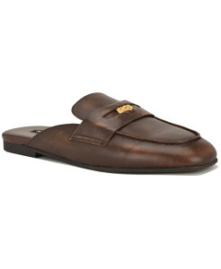 �i�C���E�F�X�g ���f�B�[�X �V���[�Y �X���b�|���E���[�t�@�[ Nine West Women's Evans Penny Loafer Flat Slip-On Mules Dark Brown Leather �u���E��