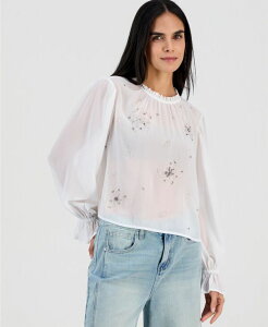 �A���h�m�E�f�B�X ���f�B�[�X �g�b�v�X �V���c �t�����[�� �u���E�X �t�����[ And Now This Women's Beaded Floral Blouse White �z���C�g