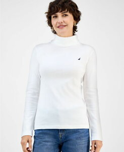 �i�E�e�B�J ���f�B�[�X �g�b�v�X �V���c �^�[�g���l�b�N �R�b�g�� ���� �W�[���Y Nautica Jeans Women's Cotton Turtleneck Long-Sleeve T-Shirt Online Only Bright White �z���C�g