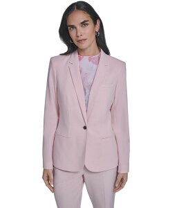 �J���o���N���C�� ���f�B�[�X �A�E�^�[ �W���P�b�g�E�u���]�� �v�` �u���U�[ Calvin Klein Petite One-Button Blazer Latte/Petal Pink �s���N