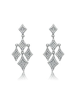 �y���������z �W���l���B���F ���f�B�[�X �s�A�X�E�C�������O �A�N�Z�T���[ Sterling Silver White Gold Plated Cubic Zirconia Chandelier Dangling Earrings Silver