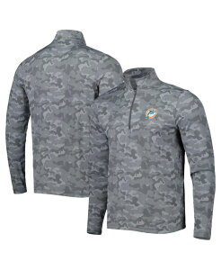 �y���������z �A���e�B�O�A �����Y �p�[�J�[�E�X�E�F�b�g �A�E�^�[ Men's Gray Miami Dolphins Brigade Throwback Quarter-Zip Top Gray