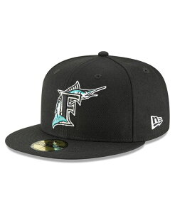 �y���������z �j���[�G�� �����Y �X�q �A�N�Z�T���[ Men's Black Florida Marlins Cooperstown Collection Wool 59FIFTY Fitted Hat Black