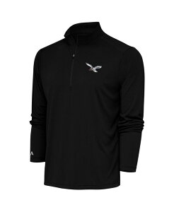 �y���������z �A���e�B�O�A �����Y �p�[�J�[�E�X�E�F�b�g �A�E�^�[ Men's Black Philadelphia Eagles Throwback Logo Tribute Quarter-Zip Pullover Sweatshirt Black