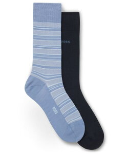 �y���������z �q���[�S�{�X �����Y �C�� �A���_�[�E�F�A Men's Stripe Pattern Socks 2-Pack Blue/Navy