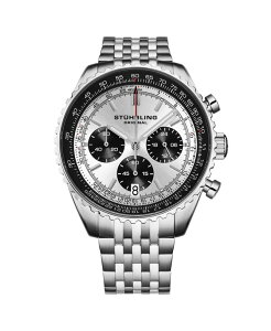 �y���������z �X�g�D�[�����O �����Y �r���v �A�N�Z�T���[ Men s 1010B Quartz Chronograph Watch 42mm Stainless Steel Case Silver Dial Steel Bracelet Silver