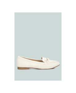 �y���������z �����h�����O ���f�B�[�X �X���b�|���E���[�t�@�[ �V���[�Y Womens Abeera Chain Embellished Loafers White