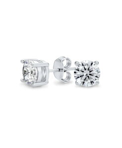 �y���������z �u�����O ���f�B�[�X �s�A�X�E�C�������O �A�N�Z�T���[ Round Solitaire Stud Earrings 4 Prong .925 Sterling Silver 6MM Silver