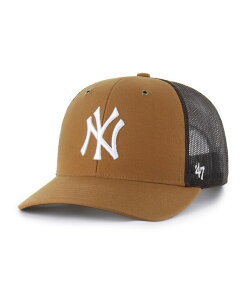 �y���������z 47�u�����h �����Y �X�q �A�N�Z�T���[ Carhartt X Men's Brown New York Yankees Trucker Adjustable Hat Brown