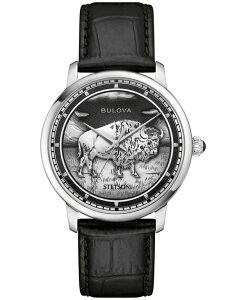 �y���������z �u���o �����Y �r���v �A�N�Z�T���[ Men's Husdon Stetson Black Leather Strap Watch 39mm Black