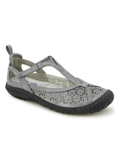 �y���������z �W���C�r�[���[ ���f�B�[�X �p���v�X �V���[�Y Women's Daffodil Mary Jane T-Strap Flats Gray