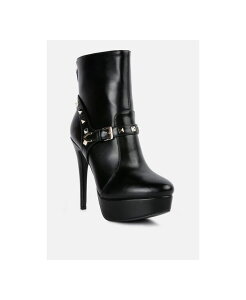 �y���������z �����h�����O ���f�B�[�X �u�[�c�E���C���u�[�c �V���[�Y Womens Dejang Metal Stud Embellished Faux Leather Ankle Boot Black