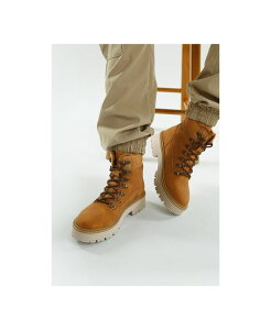 �y���������z �����h�����O ���f�B�[�X �u�[�c�E���C���u�[�c �V���[�Y Womens Boskoff Lace-Up Chunky Warm Ankle Boots Beige/khaki