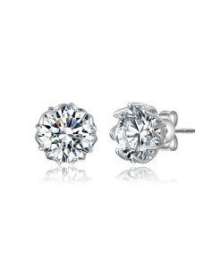 �y���������z �W���l���B���F ���f�B�[�X �s�A�X�E�C�������O �A�N�Z�T���[ Sterling with Clear Cubic Zirconia Round Stud Earrings White