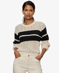 �y���������z �T���N�`���A���[ ���f�B�[�X �j�b�g�E�Z�[�^�[ �A�E�^�[ Women's Sporty Openwork Popover Crew Neck Sweater Collagen / Black