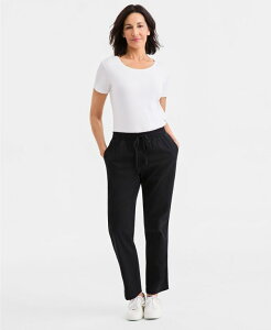 �y���������z �X�^�C���A���h�R�[ ���f�B�[�X �J�W���A���p���c �{�g���X Women's Twill Straight-Leg Pull-On Pants Deep Black