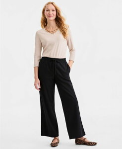 �y���������z �X�^�C���A���h�R�[ ���f�B�[�X �J�W���A���p���c �{�g���X Women's Wide-Leg Pull-On Pants Deep Black