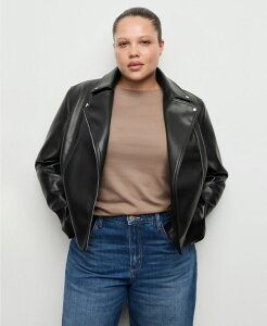 �y���������z �}���S ���f�B�[�X �W���P�b�g�E�u���]�� �A�E�^�[ Women's Faux-Leather Biker Jacket Black