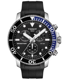 ティソット メンズ 腕時計 アクセサリー Men's Swiss Chronograph Seastar 1000 Black Rubber Strap Watch 46mm Black