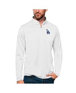 �y���������z �A���e�B�O�A �����Y �p�[�J�[�E�X�E�F�b�g �A�E�^�[ Men's White Los Angeles Dodgers Tribute Quarter-Zip Pullover Top White