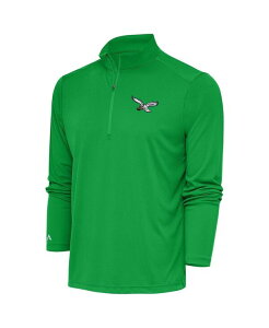 �y���������z �A���e�B�O�A �����Y �p�[�J�[�E�X�E�F�b�g �A�E�^�[ Men's Kelly Green Philadelphia Eagles Throwback Logo Tribute Quarter-Zip Pullover Top Kelly Green