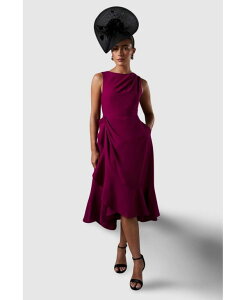 �y���������z �R�[�X�g ���f�B�[�X �����s�[�X �g�b�v�X Women's Crepe Ruffle Low Back Dress Raspberry