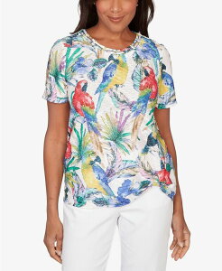 �y���������z �A���t���b�h �_�i�[ ���f�B�[�X T�V���c �g�b�v�X Women's Parrot Tropical Crew Neck T-Shirt Bright