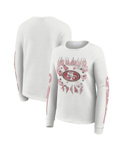 �y���������z �E�F�A �o�C �G���� �A���h���[�Y ���f�B�[�X T�V���c �g�b�v�X Women's White San Francisco 49ers Graphic Waffle Long-Sleeve T-Shirt White